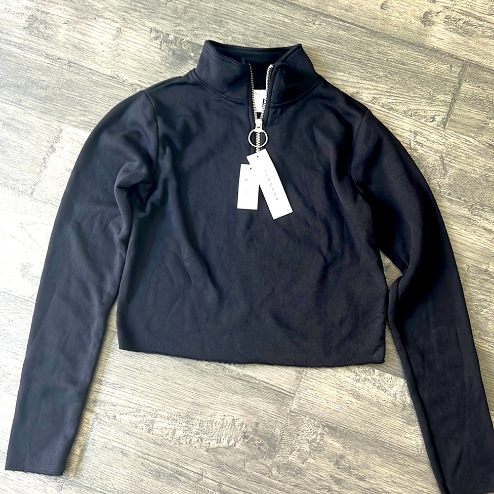 NWT Topshop crop sweatshirt, black, 0